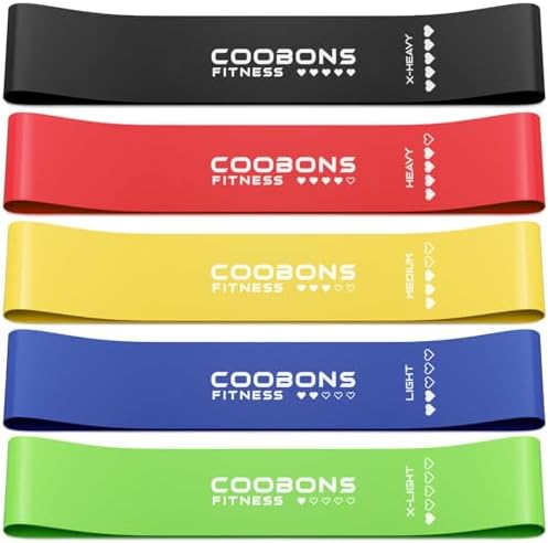 Resistance Bands for Working Out, Women & Men Exercise Bands Set, with Carry Bag, Instruction Guide, for Whole-Body Fitness, Booty, Leg, Arm, Stretching, Physical Therapy, Strength Training - Set of 5