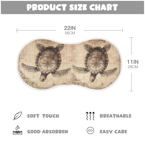 Kigai Turtle on Map Baby Muslin Burp Cloths 2 Pack, Soft 4 Absorbent Layers Cotton Burp Rags for Newborn Girls Boys2