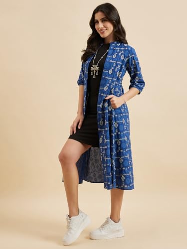 Image of Azira Cotton Abstract Print Front Open Shrug & Calf Length & Western & Casual Wear & Summer Wear & Shrugs for Woman Stylish