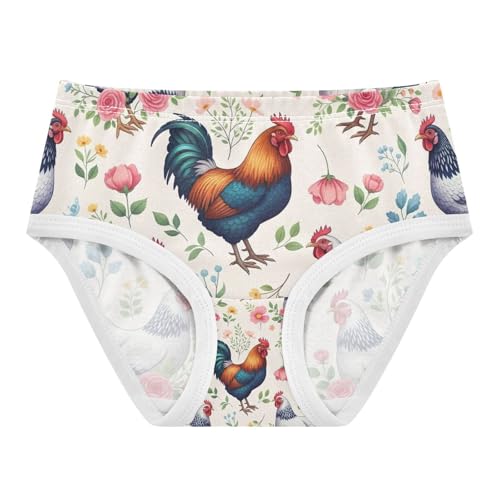Colorful Chickens Hens Toddler Underwear Girls, Girls Underwear Cotton, 2T–8 Years