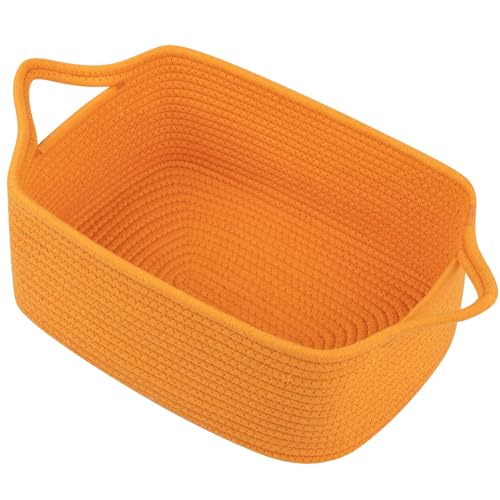 Image of OIAHOMY Woven Basket, Gift Basket Empty with Gift Bags and Ribbons, Rope Baskets for Baby Showers, Storage Baskets with Handles for Nursery, Pet Toy Organizer - Orange