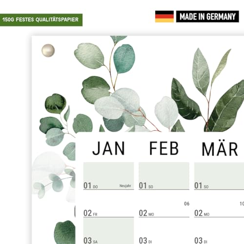heaven+paper® Wandkalender 2026 | Jahresplaner 2026 A1 | Jahreskalender 26 aus FSC zertifizierten Naturpapier | 12 Monate mit Feiertagen | Calendar made in Germany | XXL Wandkalender | Wandplaner