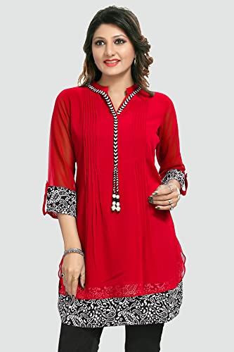 Image of Keshubaba Women's Short Tunics with Neckline Embroidery |Kurti Tops | Short Kurti | Short Kurti for Women | Short Kurti for Girls