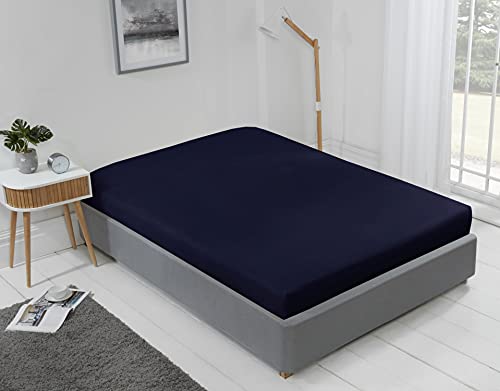 Emma Barclay Lyla Fitted Sheet in Navy - Double, Navy Blue