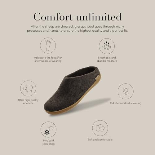 Image of Glerups 100% quality wool mix Slipper with rubber sole - Unisex Slip-on