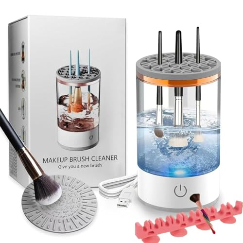Kismiger Electric Makeup Brush Cleaner Efficient Deep Cleaning and Drying of Mmake-Up Brushes Portable Automatic USB Cosmetic Brushes Cleaner Tool for All Size Beauty Makeup Brush Set(White)