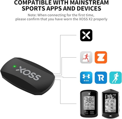 XOSS X2 Chest Strap Heart Rate Monitor Bluetooth 4.0, IP67 Waterproof Heart Rate Tracker Sensor, Wireless Heart Rate with Chest Strap Health Accessories