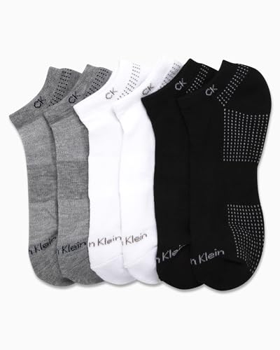 Image of Calvin Klein Mens No Show Socks - 6 Pack Soft Cotton Blend Cushioned Athletic Low Cut Socks for Men for Sports and Running