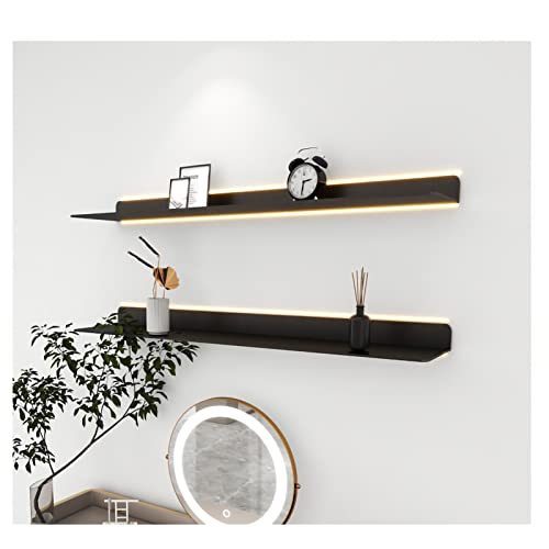 Estante flotante de metal negro con estantes de exhibición montados en la pared de doble cara para múltiples ocasiones, tamaño de estante de 120 x 20 cm