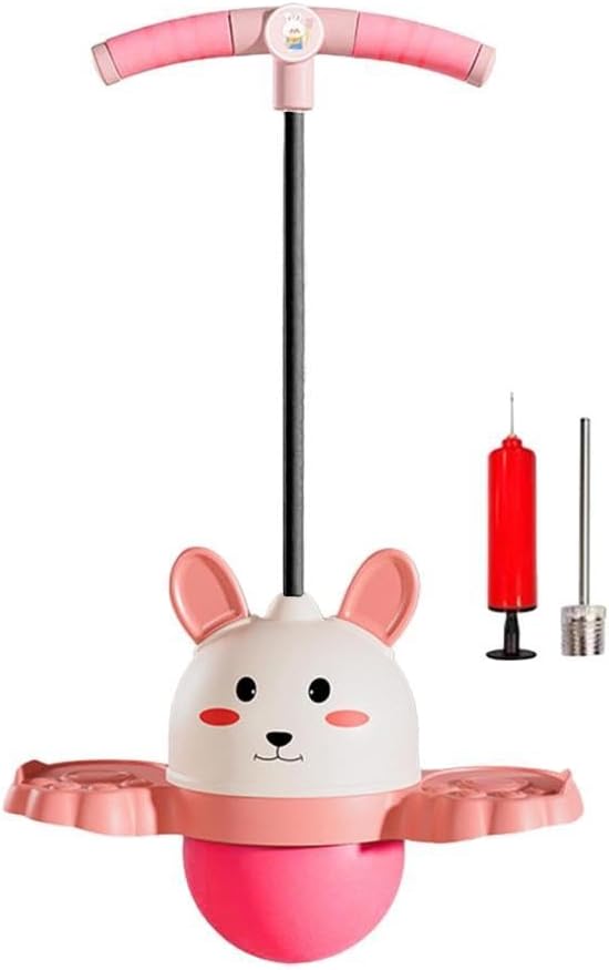 Pogo Ball with Handle Pogo Stick for Exercise Balance Ability Indoor Fitness Pink