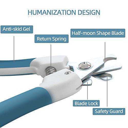 Cortaúñas para mascotas con protección de seguridad para evitar cortes excesivos, lima de uñas, herramienta profesional de aseo para animales grandes y pequeños, color azul - imagen 4