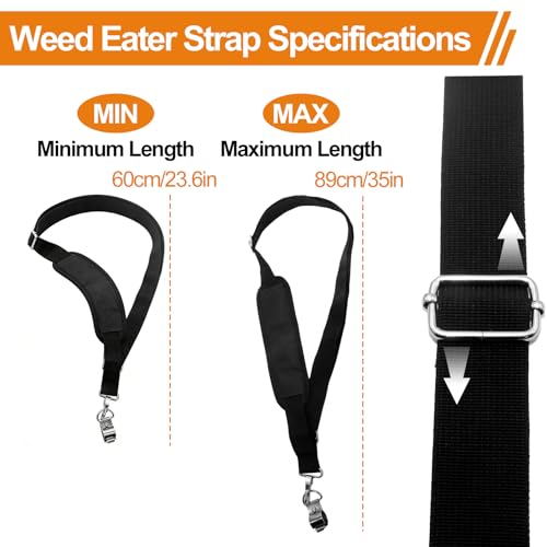 Image of Shoulder Strap for EGO String Trimmer, Leaf Blower, Multi Head System - Durable Nylon and Metal-Clip Compatible with Greenworks String Trimmer, Leaf Blower, Shrub Trimmers - Black
