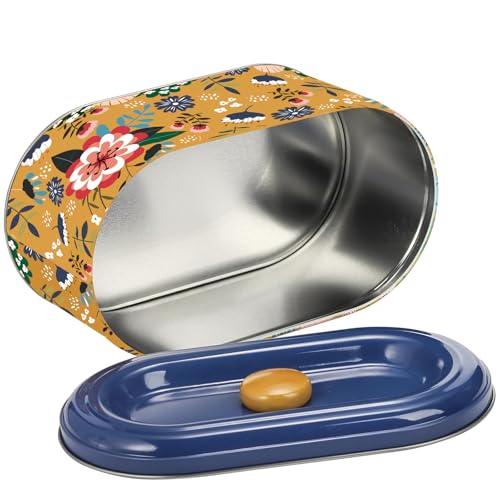 Coloch 2 Pack Tin Cookie Snack Jars with Lid, Metal Biscuit Storage Container Decorative Snack Tin Canister Cute Countertop Tinplate Box for Cookie, Biscuit, Candy, Snacks, Chocolate, 2 Sizes