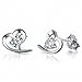 J.Vénus Juego de pendientes básicos de plata de ley 925, pendientes para mujer, con corazón de amor, regalo para mujeres y niñas, joyas con caja de regalo