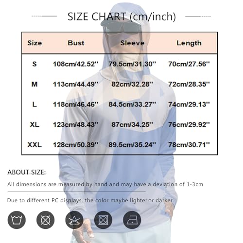 Hooded Sun Shirts for Men UPF 50+ Uv Fishing Shirts for Men Long Sleeve Sun Protection Shirts with Mask3