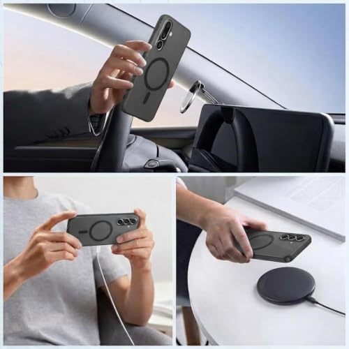 Image of DIZORO Matte Case for Samsung Galaxy M36 Compatible with MagSafe, Camera Lens Full Protection, Shockproof Translucent Frosted TPU Soft Phone Cover, Anti-Fingerprint-Black