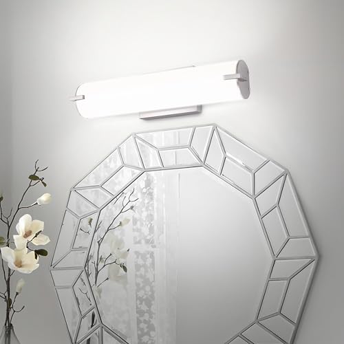 Image of ASD LED 18 inch Vanity Wall Mount Light Fixture, Linear Bathroom Lighting Bar | 3CCT, Dimmable, Energy Star, ETL Listed | 20W 1500LM 3000-5000K 120V | Long Tube Bath Sconce Over Mirror | Nickel