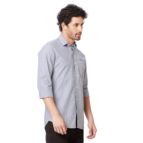 Image of KENNETH COLE New York Mens Slim Fit Cotton Spread Collar Long Sleeve Patch Pocket at Chest Casual Shirt