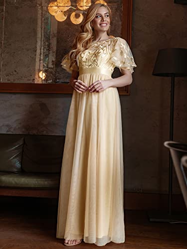 Ever-Pretty Women's Plus Size A-Line Empire Waist Embroidery Evening Prom Dress Champagne Us16 #TOP2