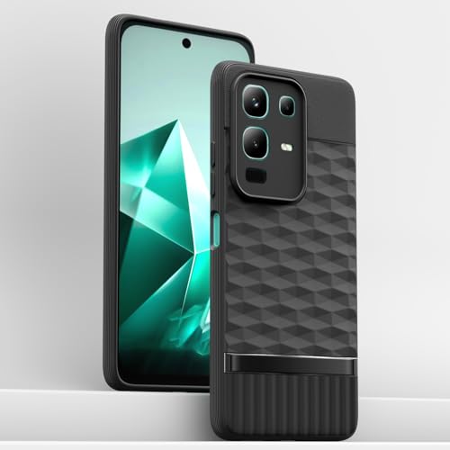 Image of Pikkme Back Cover for Infinix Note 50x 5G Camera Protection 3D Hexa Cube Design Silicone Protective Bumper Case (Black)