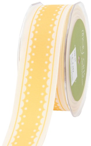 May Arts 1-1/2-Inch Wide Ribbon, Yellow Grosgrain with Scalloped Edge