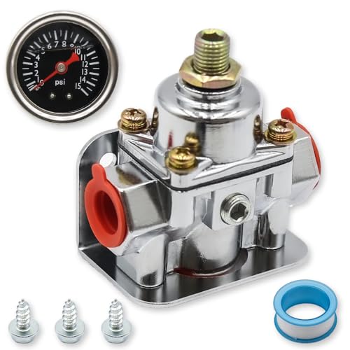 RYLNOK Fuel Pressure Regulator Zinc Alloy Carburetor Fuel Valve 12-804 1-4 PSI Fuel gauge Carburetor Parts