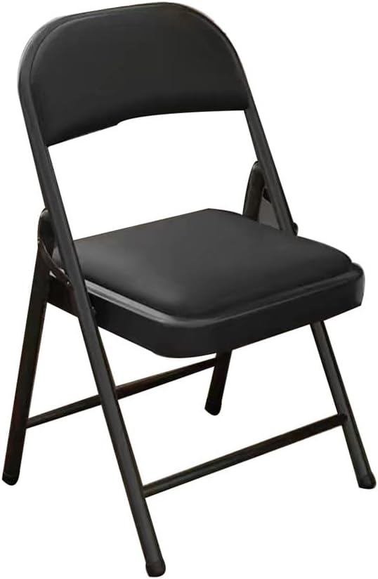 Portable Folding Chair with Thick Padding, Metal Folding Chair, Used for Indoor and Outdoor Activities in Home Office Activities, Wedding Parties, Black