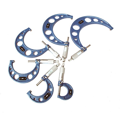 Hfs (R) 0.0001" Premium Outside Micrometer Set Solid Metal Frame Carbide Tip 6 Pcs #TOP1