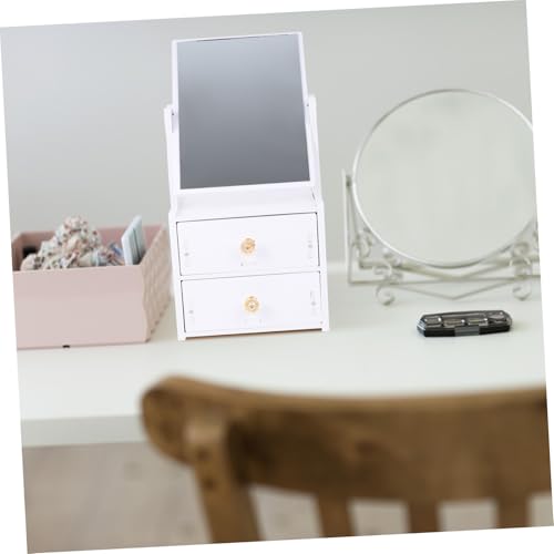 Miroir maquillage sur pied de table et coiffeuse avec bac de rangement - 6