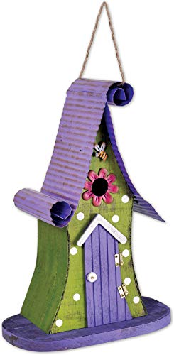 Sunset Vista Designs 93331 Country Gardens Getaway Fairytale Decorative Birdhouse, Purple & Green #TOP26