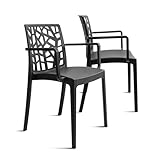 THE SECRET HOME─ Silla de Comedor o de Trabajo de Polipropileno─ para Interior, Cocina o salón─ Estilo Nórdico. Varios Modelos (Modelo 3 Negro- Pack de 2)