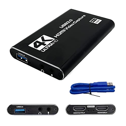 4K HDMI to USB3.0 Video Capture Card 1080P/60HZ, HDMI Input Supports 4K/60Hz, Audio and Video Capture Equipment, Portable Video Converter, Game Capture Adapter, Game Streaming Live Teaching