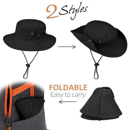 Image of Sun Hats for Men Women Boonie Hat Foldable Fishing Hat UPF 50+ Bucket Hat for Fishing Hiking Garden Safari Beach
