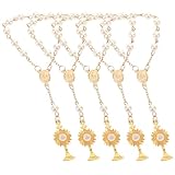 JOINPAYA 5 Stück Perlen Taufarmband mit Kreuzanhänger Christliches Rosenkranzarmband für Mädchen Dekoratives Schmuckstück zur Babyparty und Religiöses Gebetsarmband für Frauen