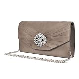 ANKESON Clutch Purses for Women Velvet Pleated Evening Bags Envelope Shoulder Evening Handbags Grey
