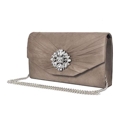 Ankeson Clutch Purses For Women Velvet Pleated Evening Bags Envelope Shoulder Evening Handbags Grey #TOP26