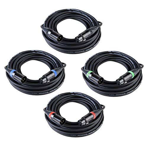 Rhm Xlr Cable, Xlr Male To Female 25Ft Audio Cables 4 Pack, Gold-Plated 3 Pin Balanced Xlr Microphone Cables Color Boots Xlr Mic Cord Ideal For Microphones, Live Stage, Audio Mixer, Speaker,Camcorder #TOP18