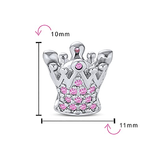 Charm de plata de ley con corona de princesa y abalorios de cristal 3