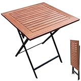 GARTENTISCH 70x70 cm Holz Alu klappbar | Klapptisch wetterfest Aluminium Beistelltisch quadratisch Holztisch faltbar Campingtisch