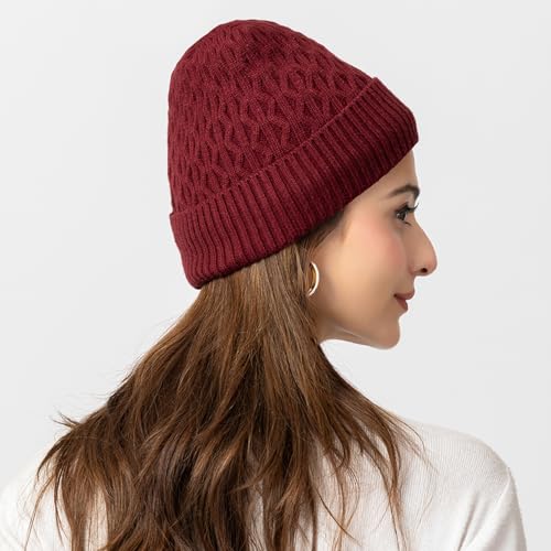 Image of AMOLDO Unisex Woolen Beanie Cap | Warm Winter Hat - Zigzag Design