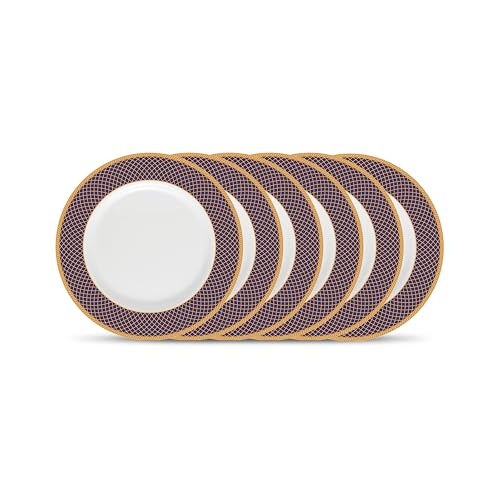 Image of La Opala Diva Sovrana Collection Opal Glass Crockery | Full Plate Set of 6 Regent Blue | Dinner Plate for Dining & Gifting | Microwave Safe | 100% Vegetarian | Extra Strong | Super Light & White