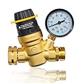 LANDNOR RV Water Pressure Regulator Valve With An Adjustable Knob, NO Tool Required, Brass Lead-Free Water Pressure Reducer with Gauge and Inlet Screen Filter for RV Camper Travel Trailer