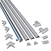 Produktbild D-Line 4 Meter Mini-Kabelkanal Multipack, halbrunde Drahtabdeckungen, Kabelmanagement, selbstklebende Kabelführung  4 x 30 mm (B) x 15 mm (H) x 1 m Länge und 12 Zubehörteile  Aluminium-Effekt