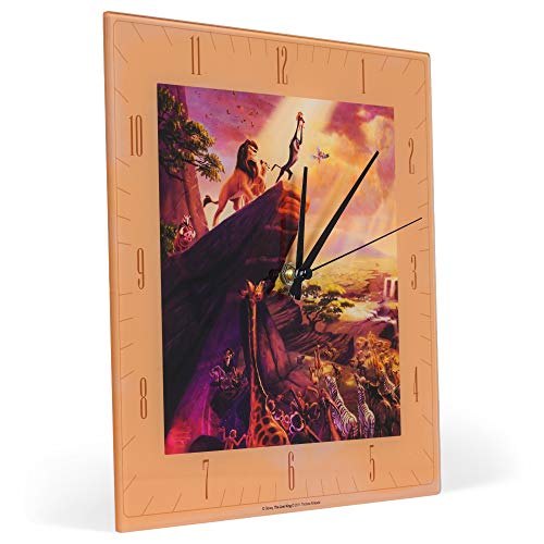 Mark Feldstein & Associates Lion King Disney Kinkade Sunrise Orange 11 Inch Glass Square Wall Clock #TOP1