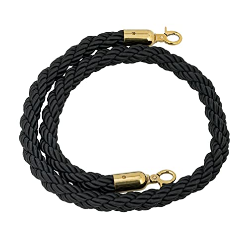 Corde de guidage en chanvre tressé noir de 245cm avec crochets dorés TILEZE
