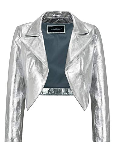 Blouson en cuir véritable raccourci coupe ajustée premium boléro femme 5650