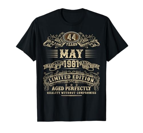 Mayo de 1981 Regalos de cumpleaños de 44 años para hombres 44 cumpleaños Camiseta
