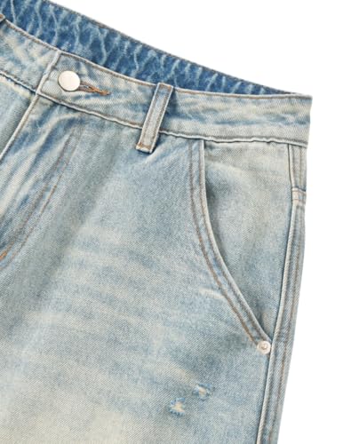 Aelfric Eden Washed Panel Baggy Barrel Jeans Men's Wide Leg Denim Jeans Retro Y2k Unisex Casual Y2k Streetwear Pants Trouser Blue 36 — view 5