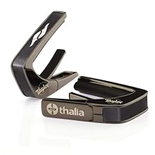 Thalia Guitar Capo for Acoustic and Electric - Taylor Officially Licensed with Taylor Specific Human Touch Fret Pads - Premium Capo for Acoustic Guitar 6 and 12 String - Black Chrome - 800 Series