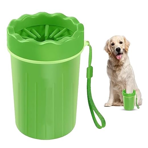 HJHY 2 en 1 Limpiador de Patas de Perro de Silicona portátil y Cepillo de baño de Masaje – Ideal para Perros Activos o días lluviosos